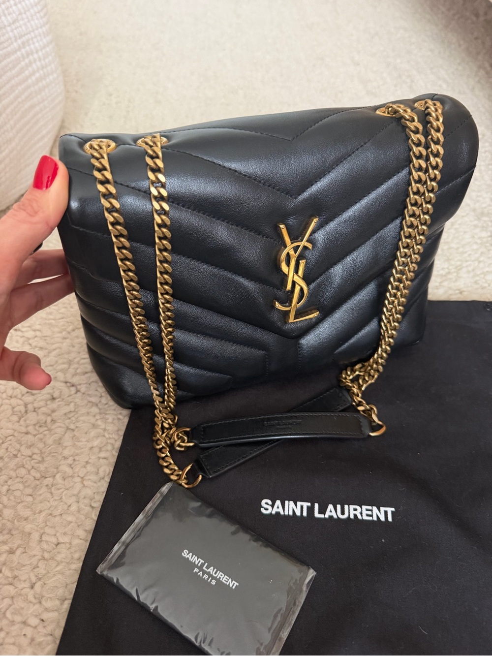 LIKE NEW Saint Laurent Black Loulou Quilted Leather Bag (2019 small version)